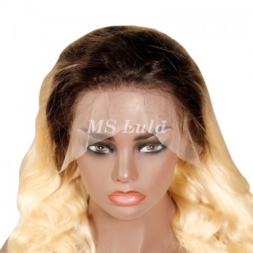 Mslula 1b/613 Color Ombre Root 13x4 Transparent Lace Front Wigs Body Wave | Human Hair Wig | Lace Front
